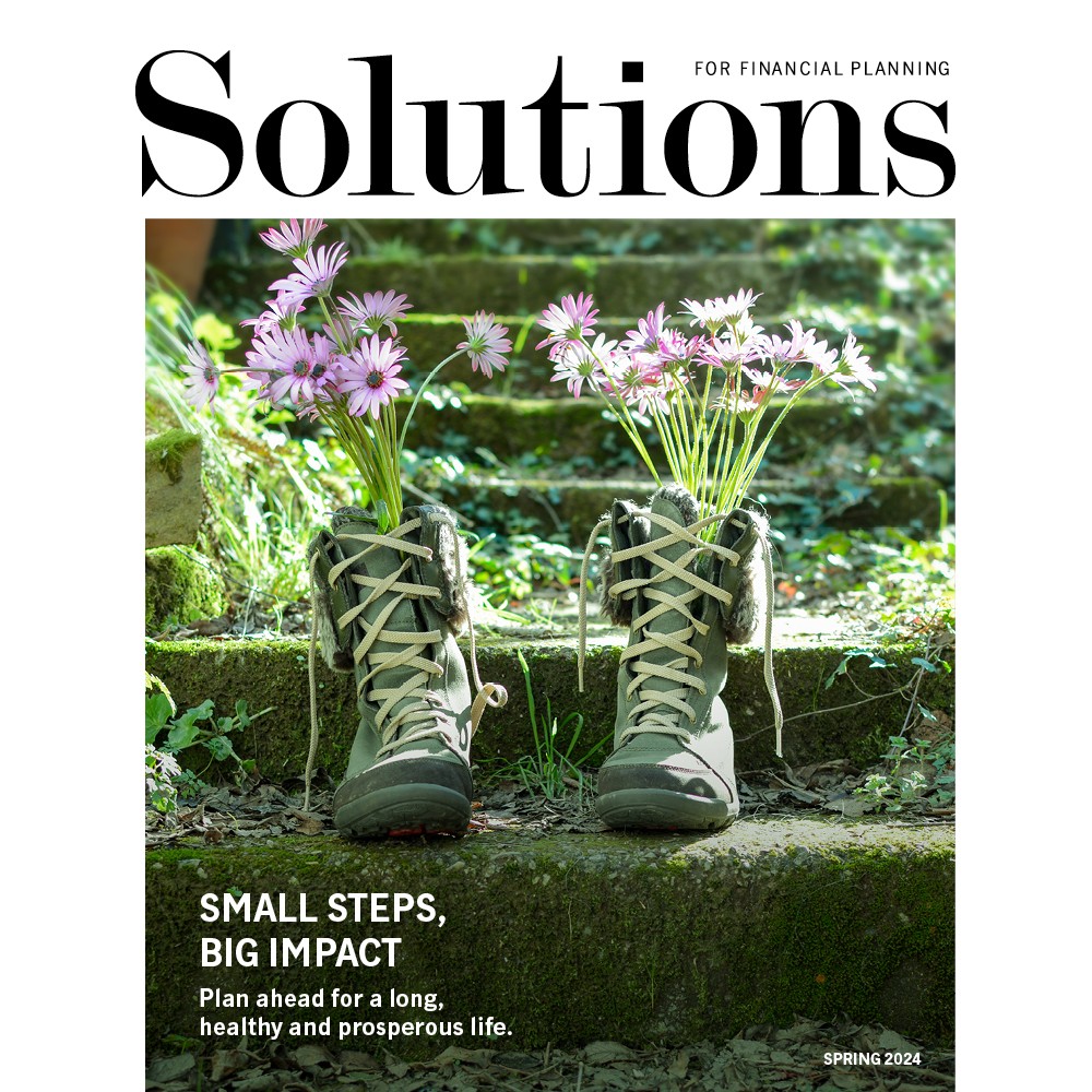 Solutions for Financial Planning - Boots on a staircase with purple flowers growing from them